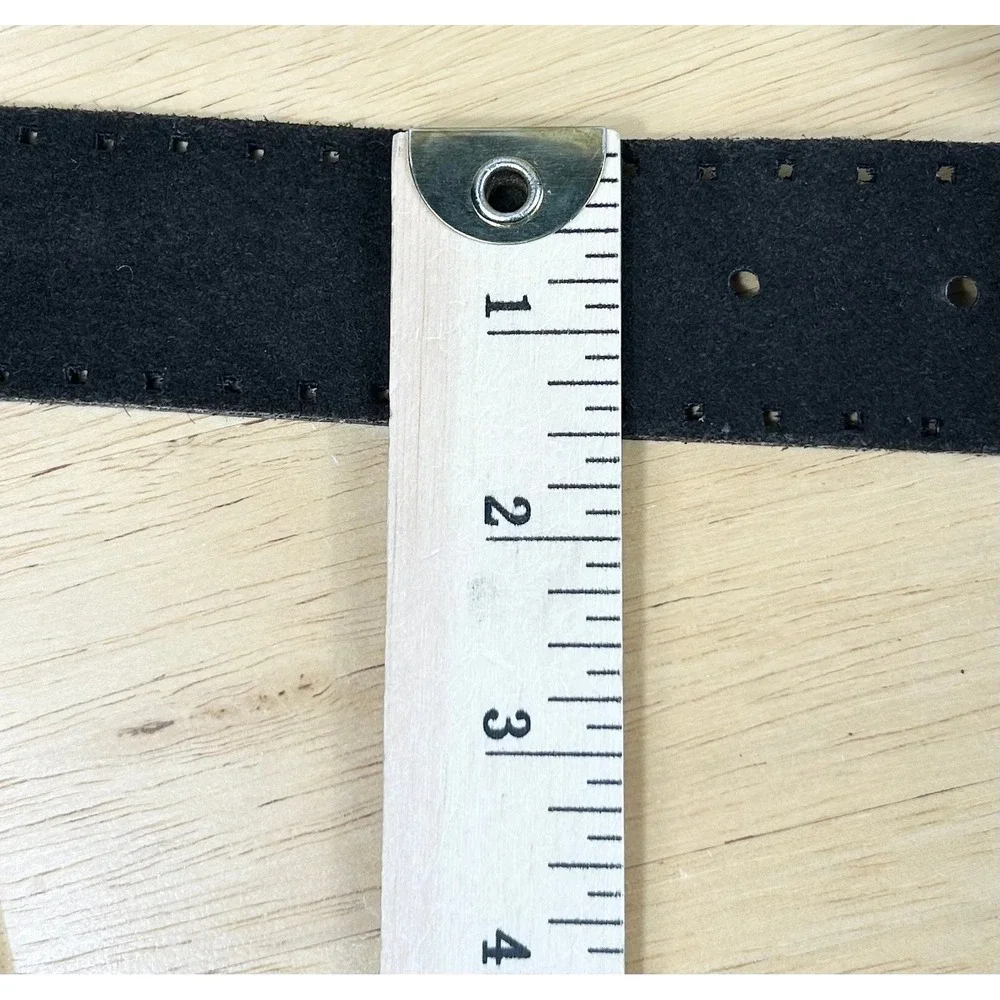 VTG Y2K New York & Company Belt Women XL Dark Brown Suede Leather Perforated USA